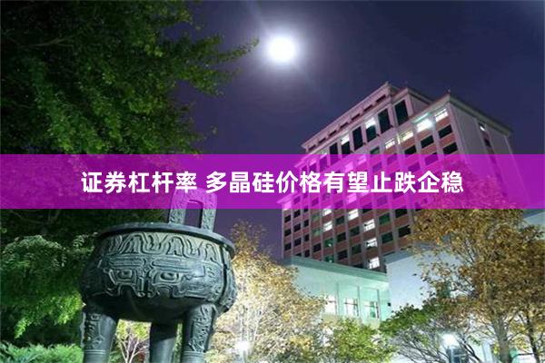 证券杠杆率 多晶硅价格有望止跌企稳